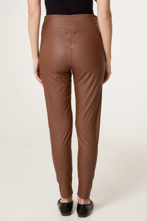 Leather Look Thick Waistband Legging