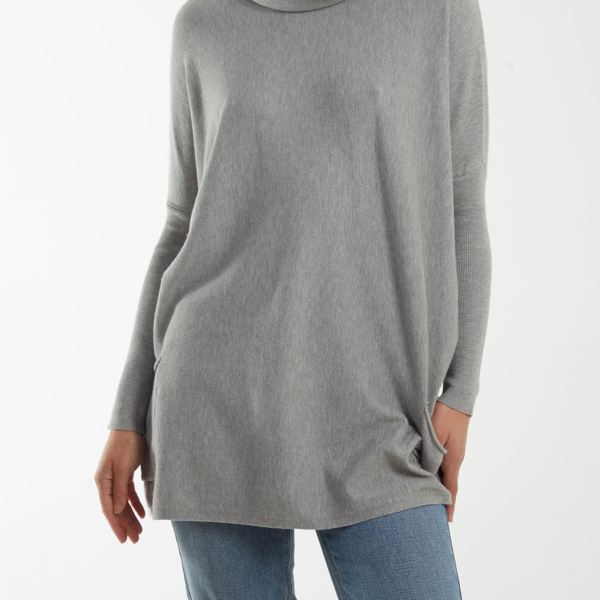 Roll Neck Longline Pocket Jumper