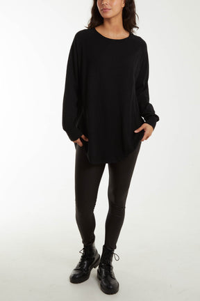 Button Black Knit Top