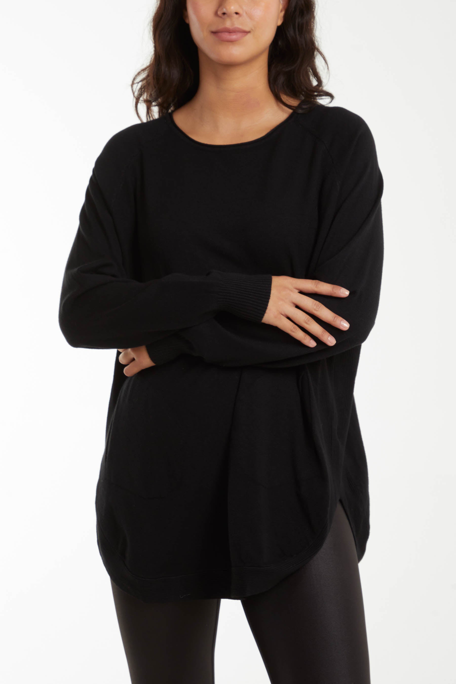 Button Black Knit Top