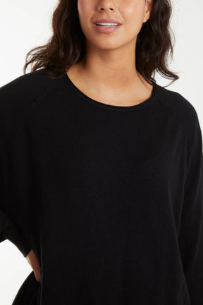Button Black Knit Top