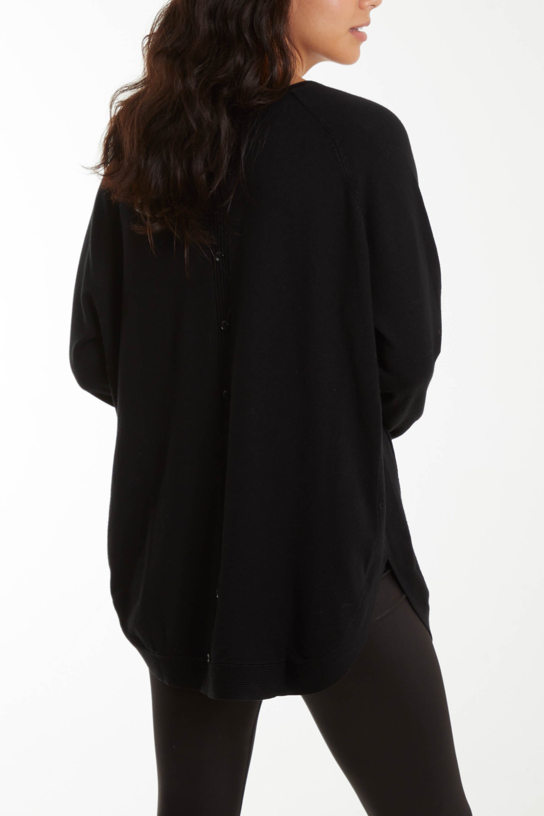 Button Black Knit Top