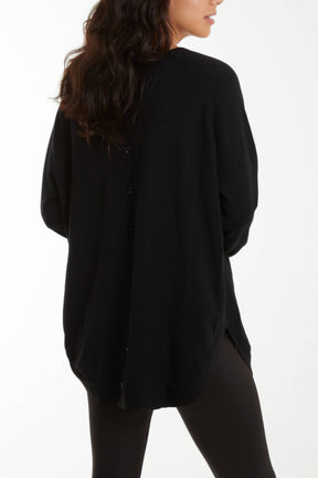 Button Black Knit Top