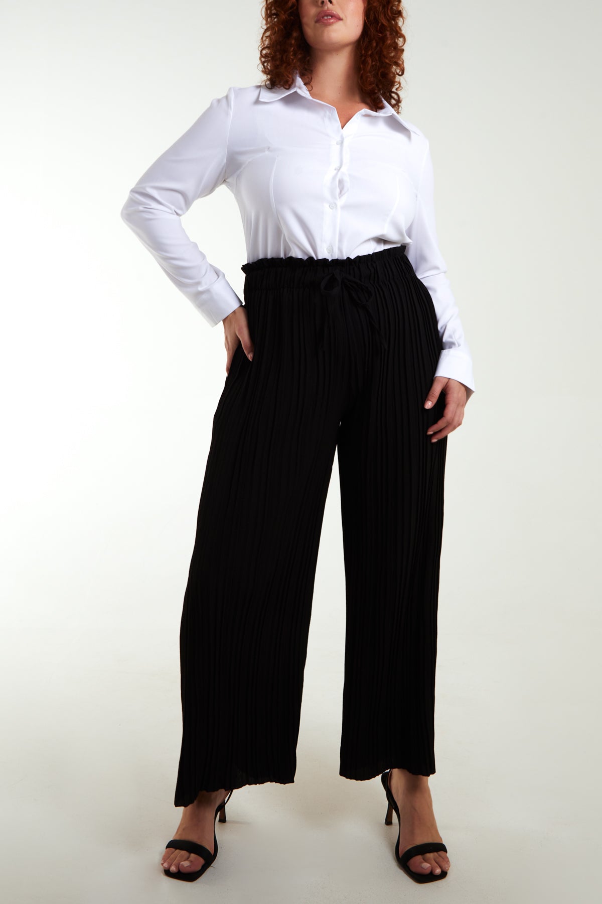Curve Wide Leg Pleated Trousers