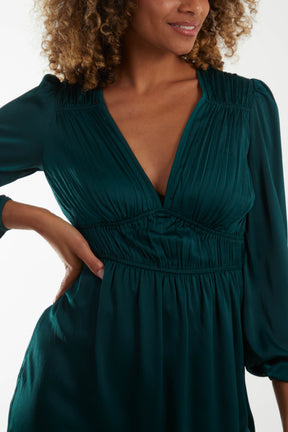 Long Sleeve V-Neck Mini Dress