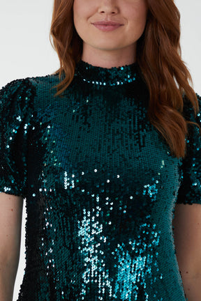 Puff Sleeve Sequin Dress