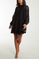 Jacquard Bow Smock Dress