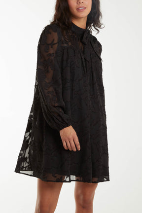 Jacquard Bow Smock Dress