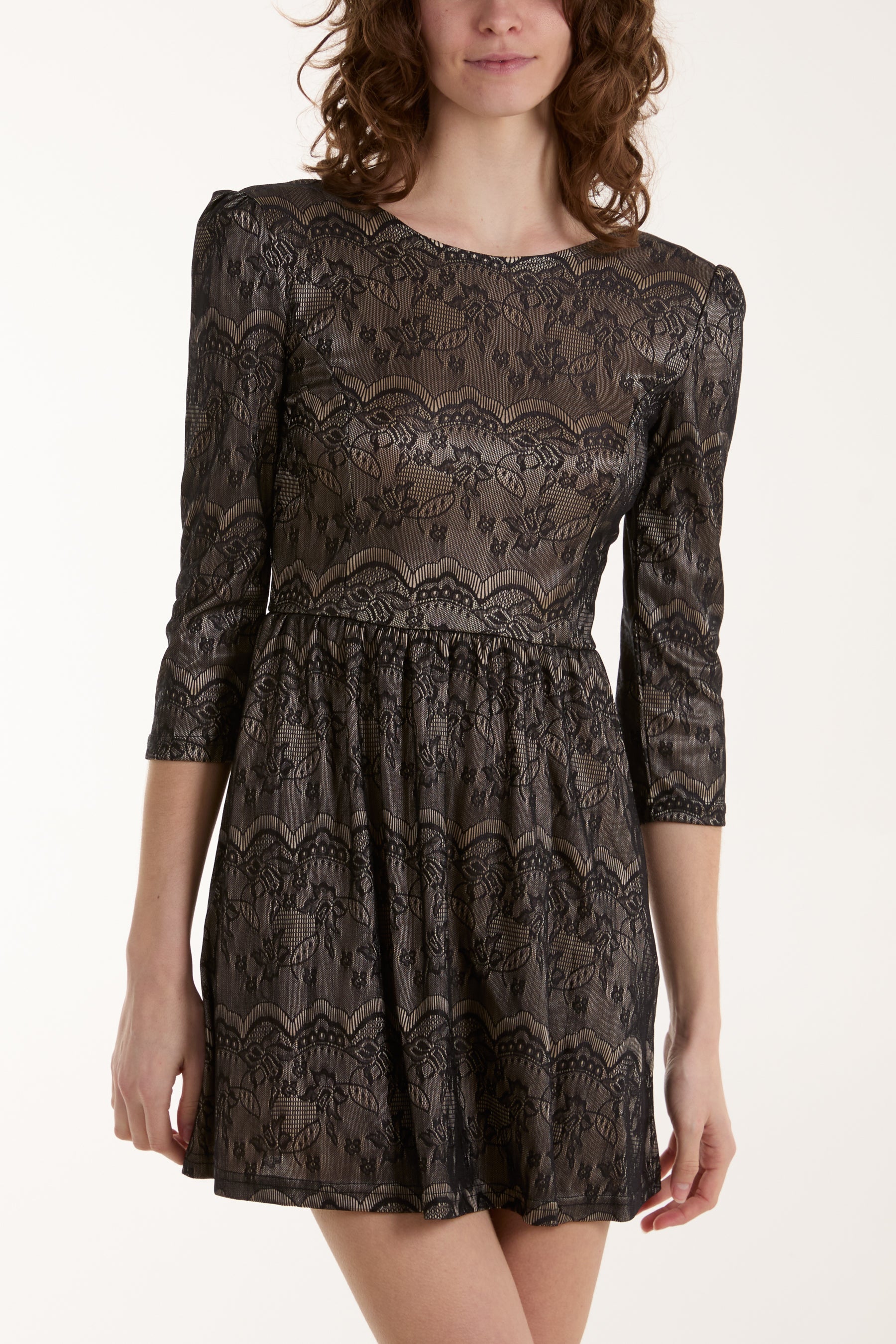 V Bow Back Lace Dolly Mini Dress