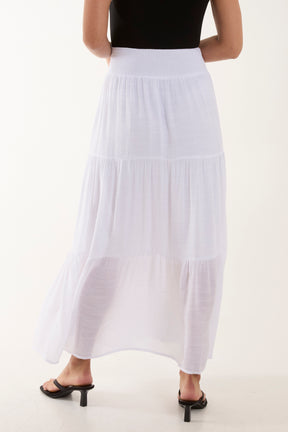 Shirring Waist Tiered Maxi Skirt