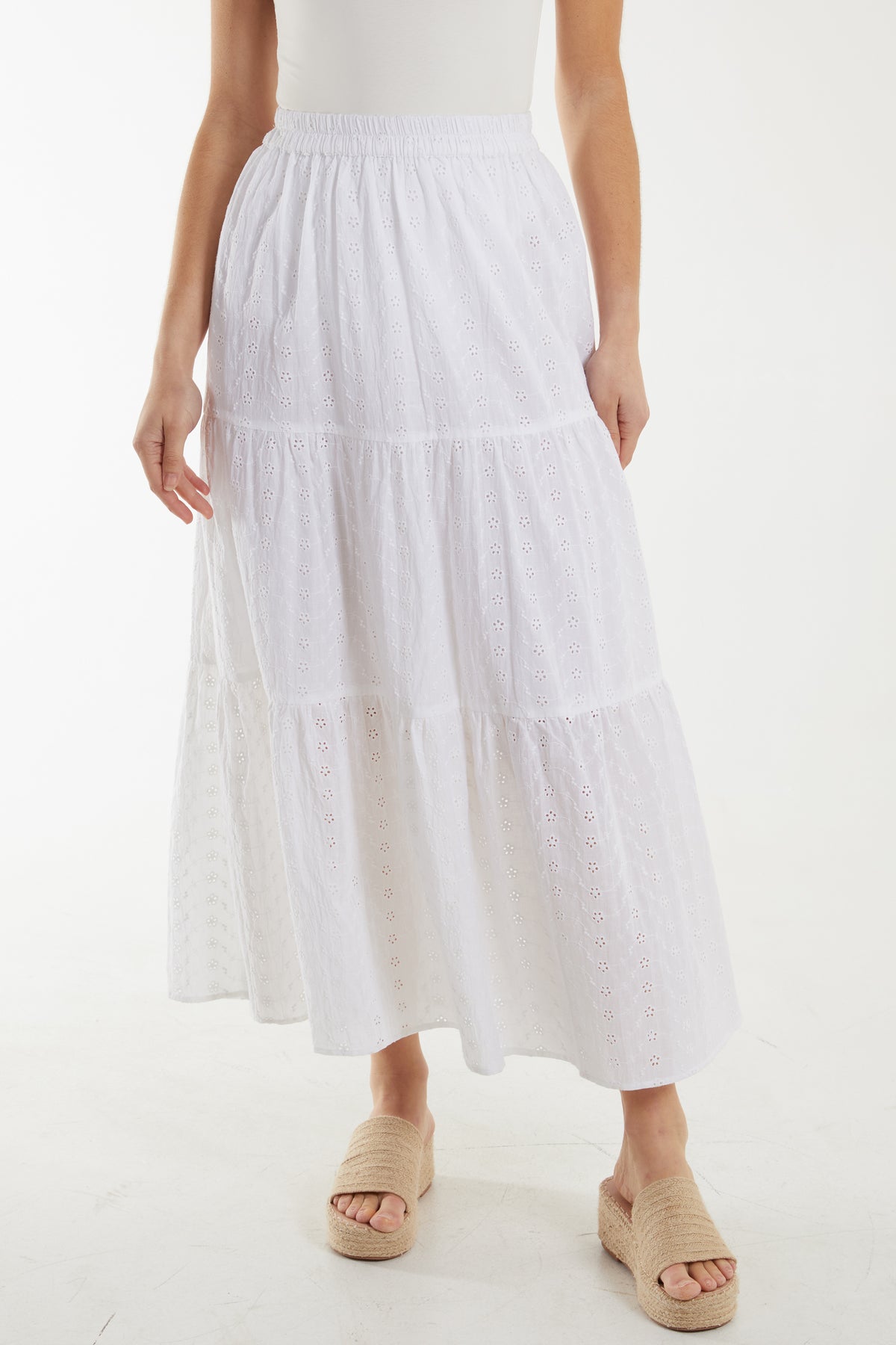 Broderie Anglaise Detail Maxi Skirt