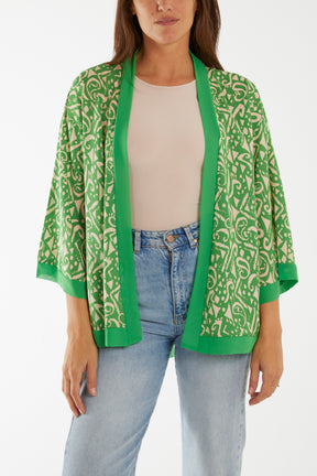 Edge To Edge Aztec Satin Kimono