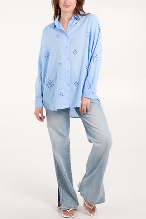 Voile Embroidered Button Down Shirt