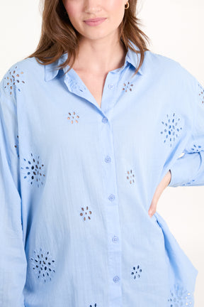 Voile Embroidered Button Down Shirt