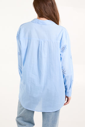 Voile Embroidered Button Down Shirt