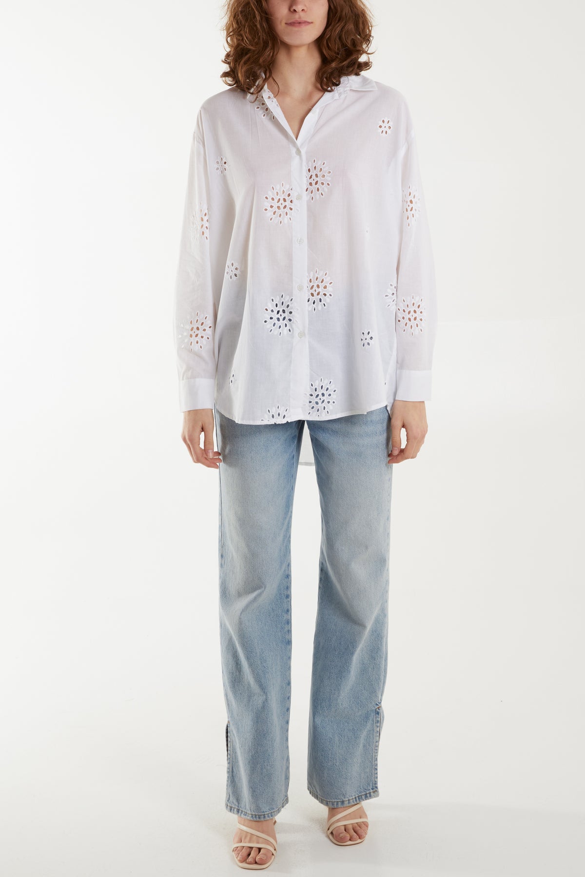 Voile Embroidered Button Down Shirt