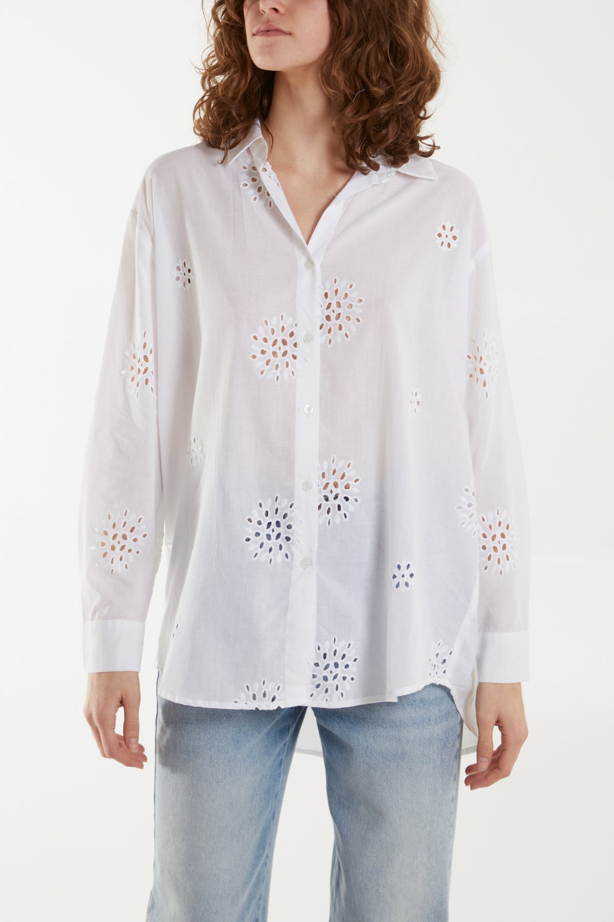 Voile Embroidered Button Down Shirt