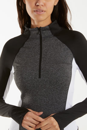 High Zip Neck Contrast Activewear Top