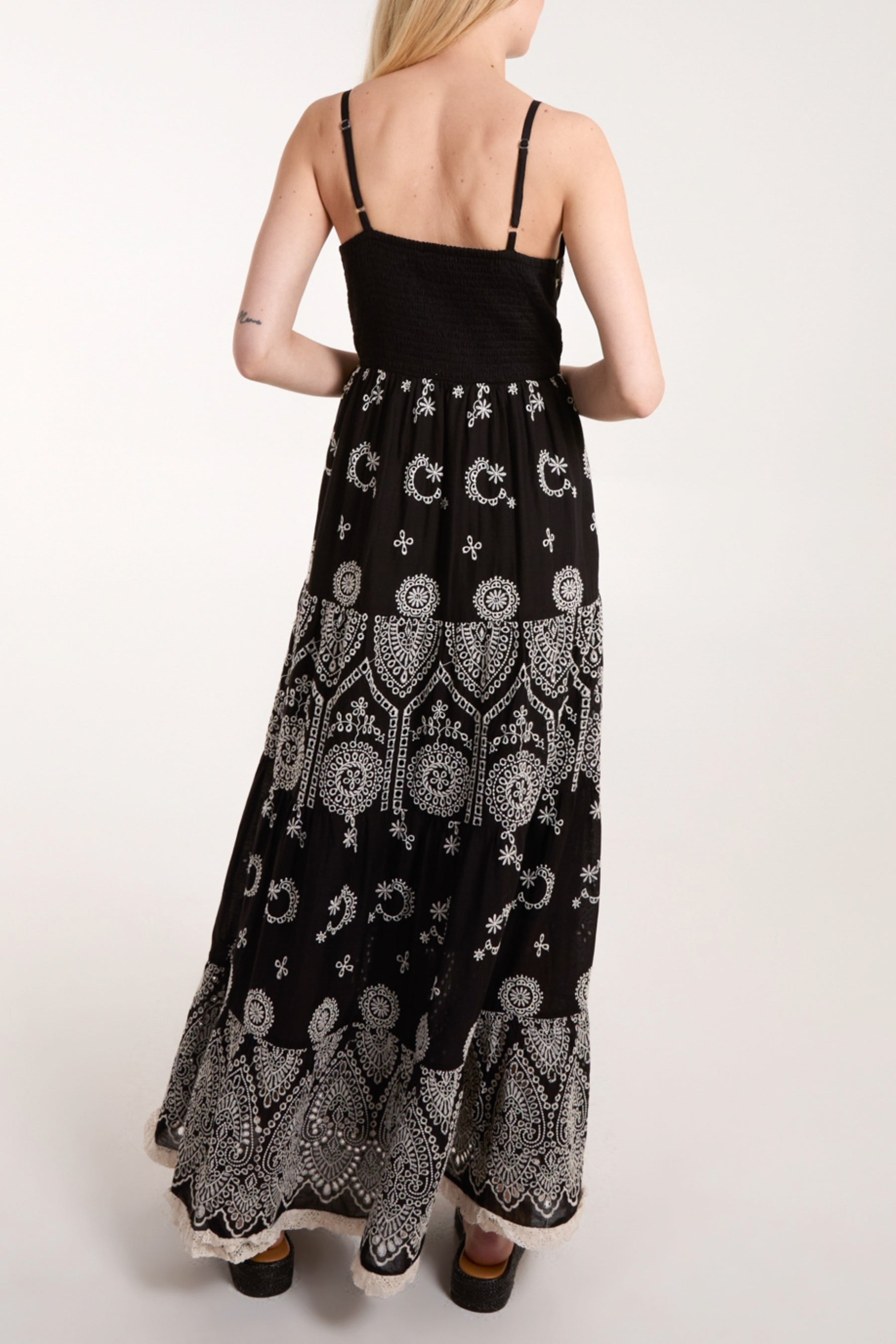 Embroidered Cami Tiered Maxi Dress