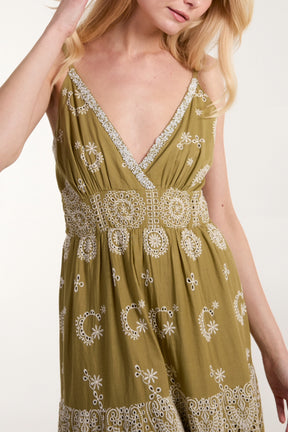 Embroidered Cami Tiered Maxi Dress