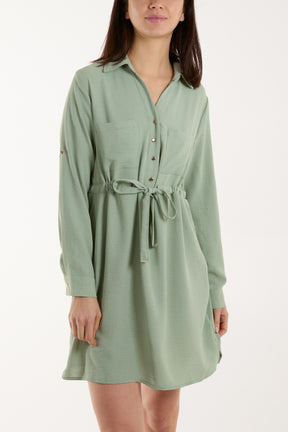 Button Top Mini Shirt Dress