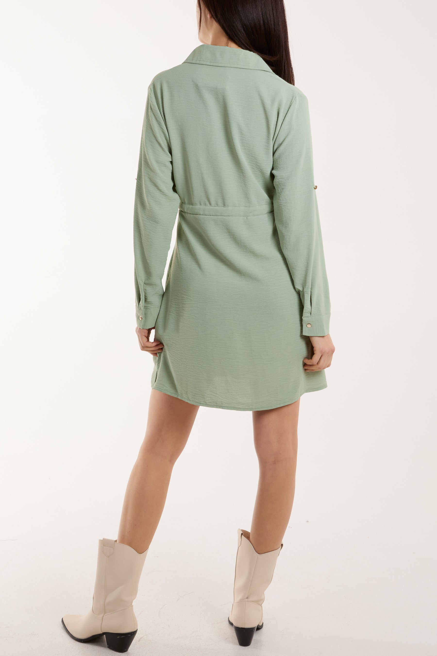 Button Top Mini Shirt Dress