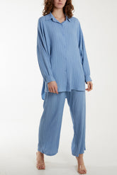 Ribbed Long Sleeve Shirt & Trouser Co-Ord Set