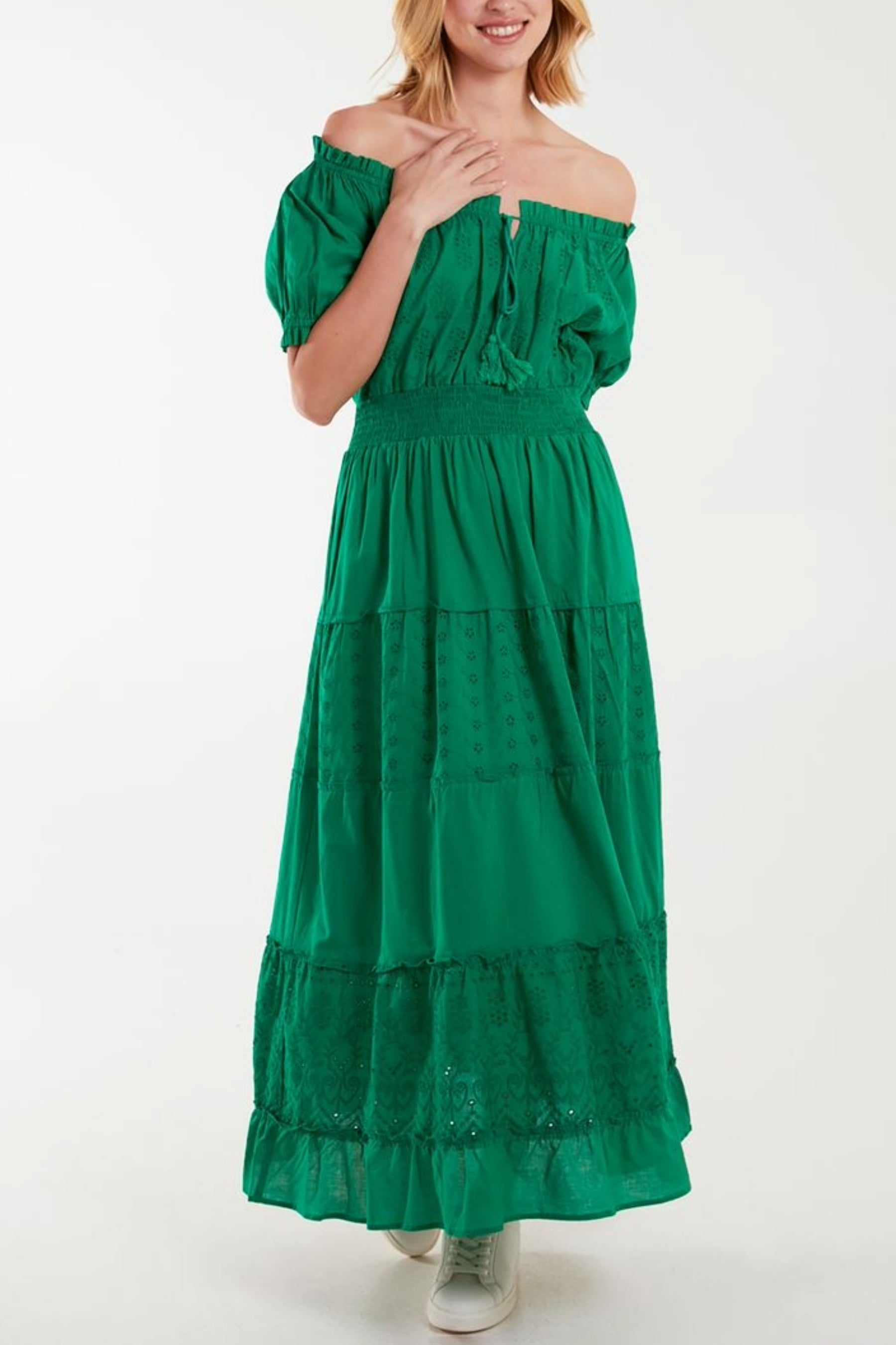 Bardot Broderie Tiered Maxi Dress