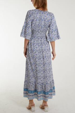 Ditsy Floral Shirred Waist Maxi Dress