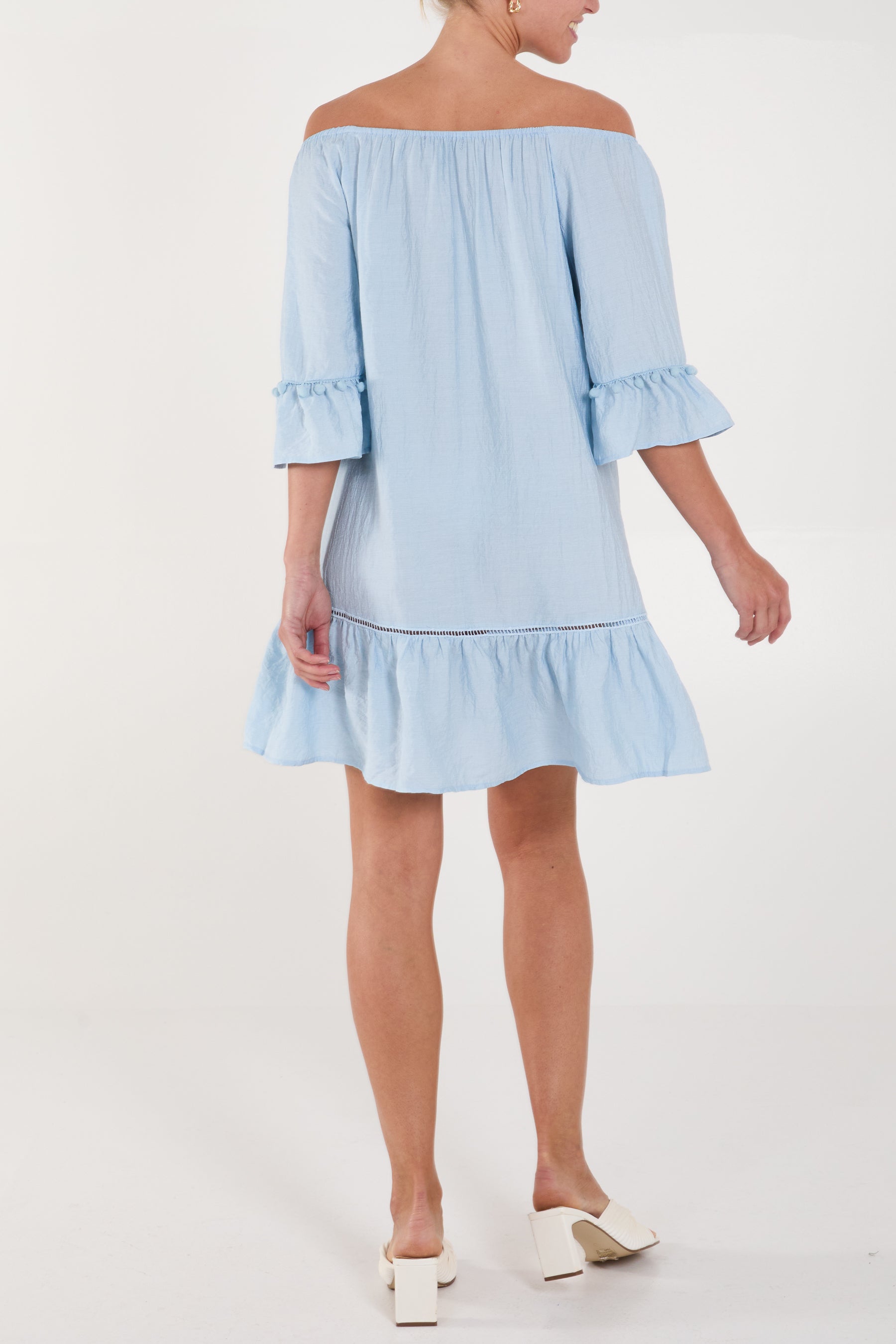 Bardot Tassel Detail Tunic Dress