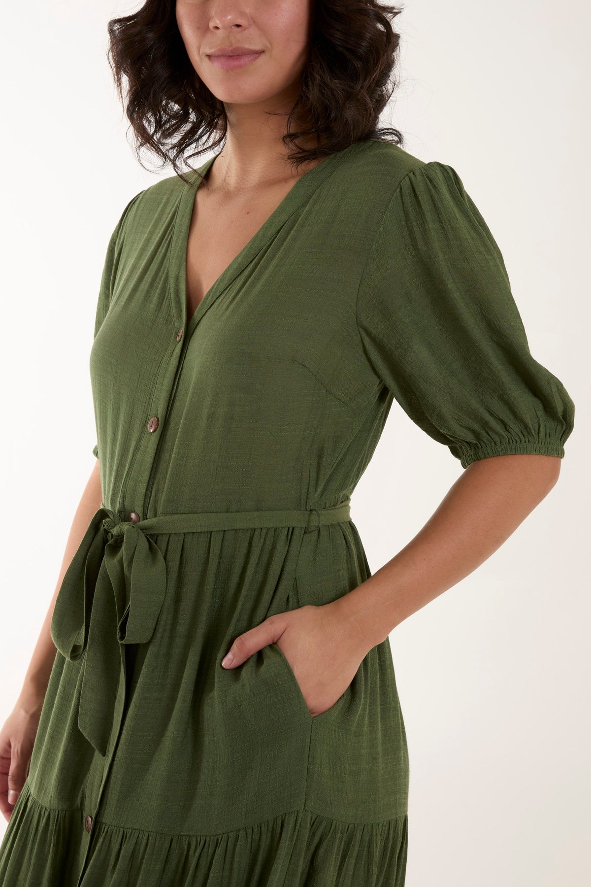 Button Through Belted Maxi Dress