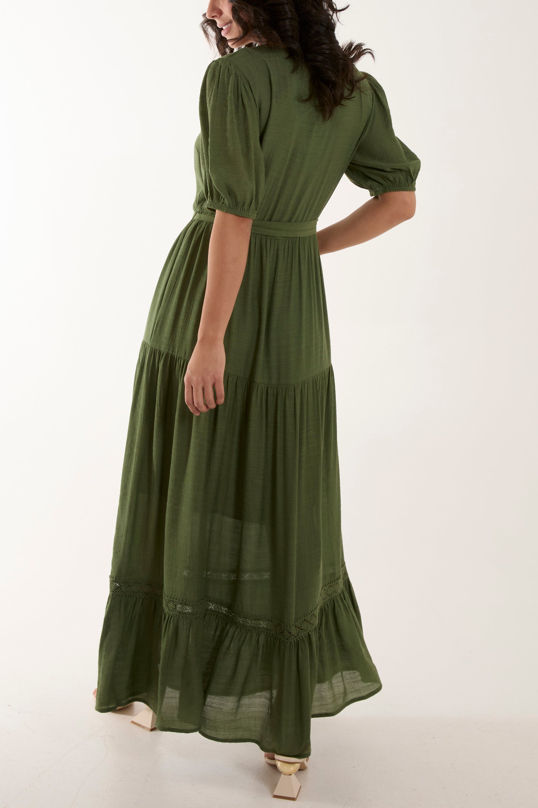 Button Through Tie Maxi Dress