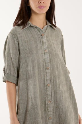 Stone Wash Button Down Shirt Dress