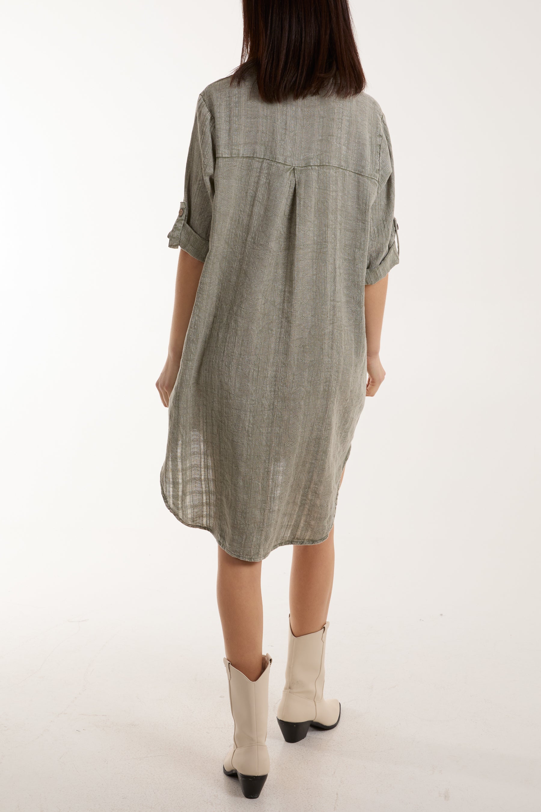 Stone Wash Button Down Shirt Dress