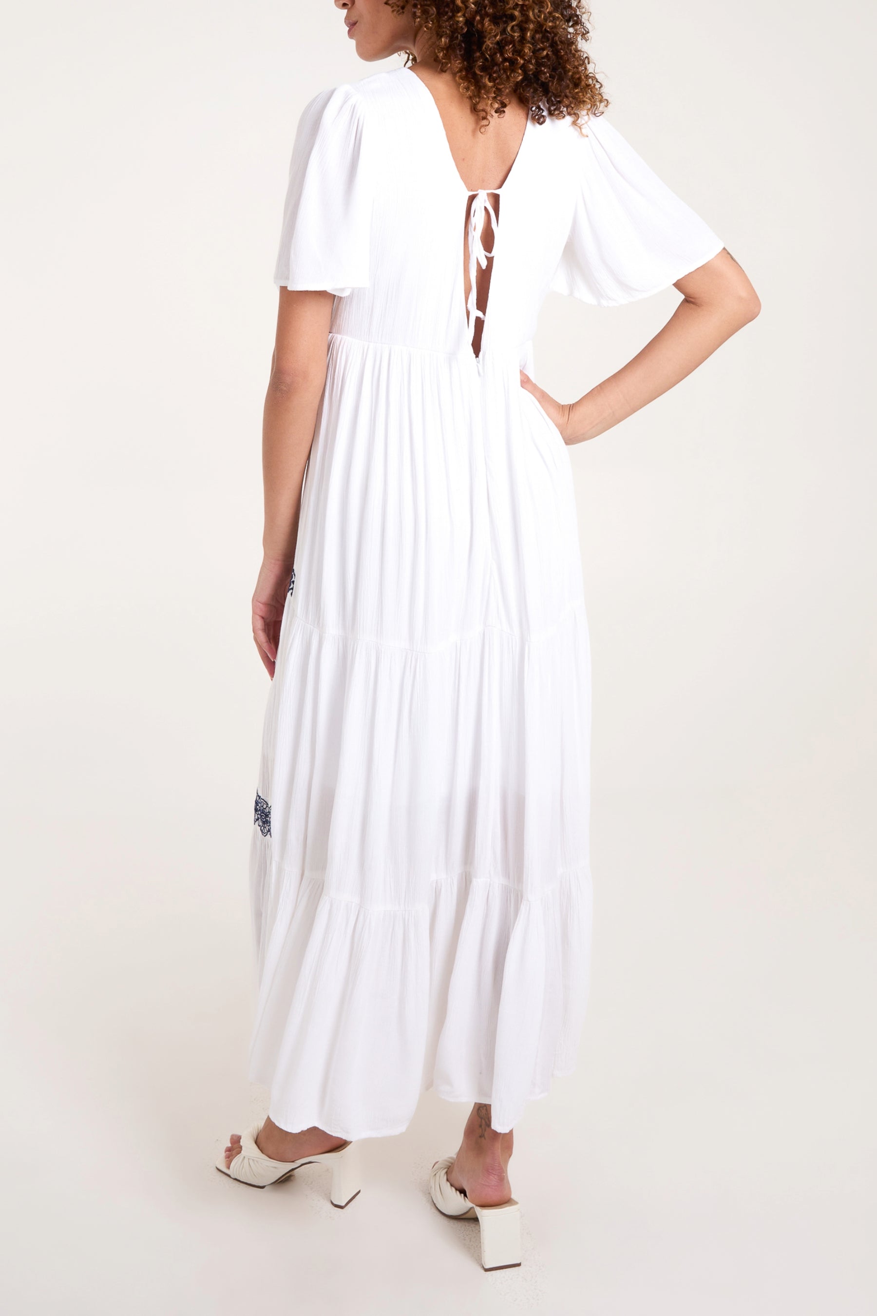 Embroidered Tiered Maxi Dress