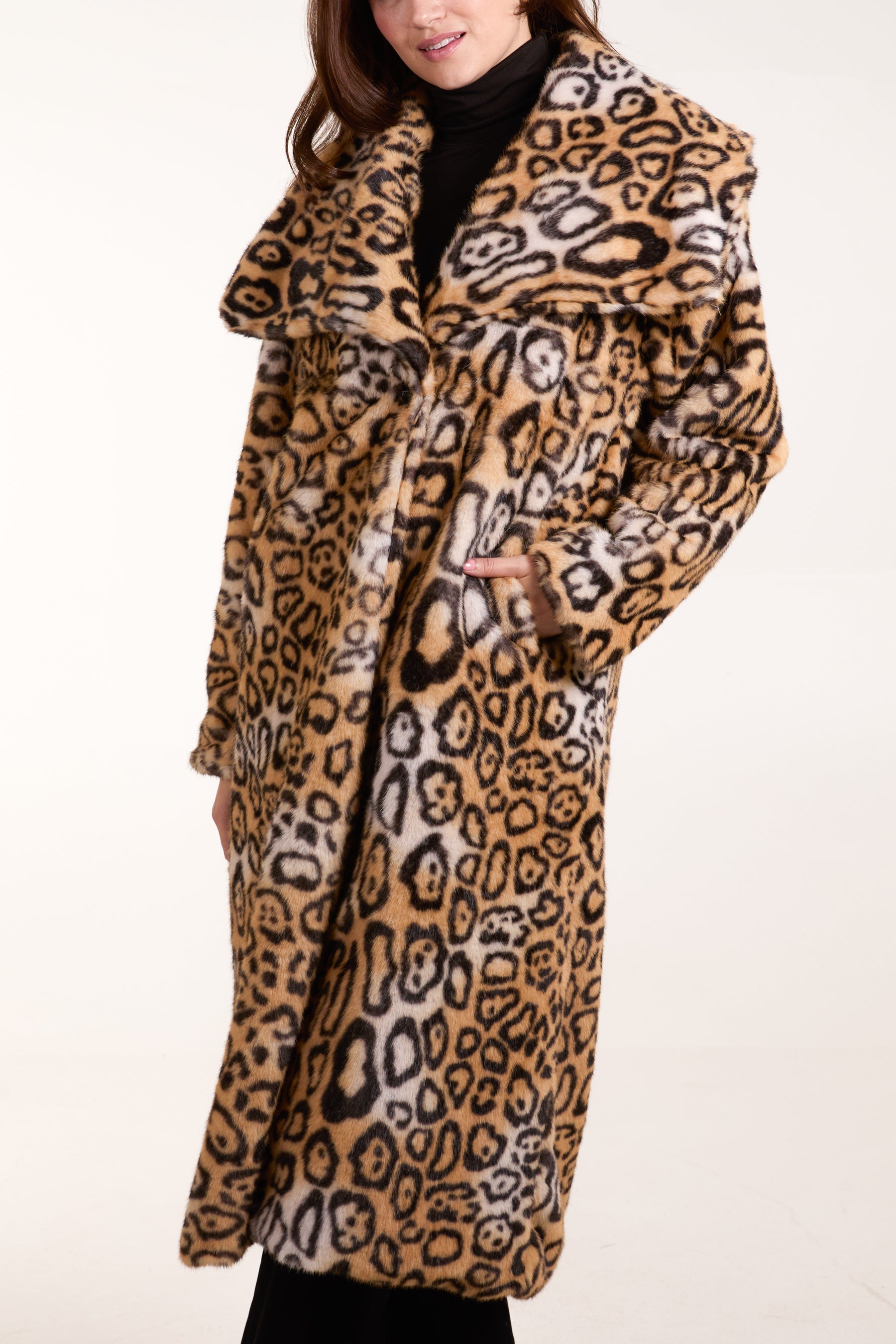 Leopard Fur Extreme Collar Coat