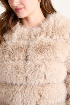 Horizontal Faux Fur Cropped Coat