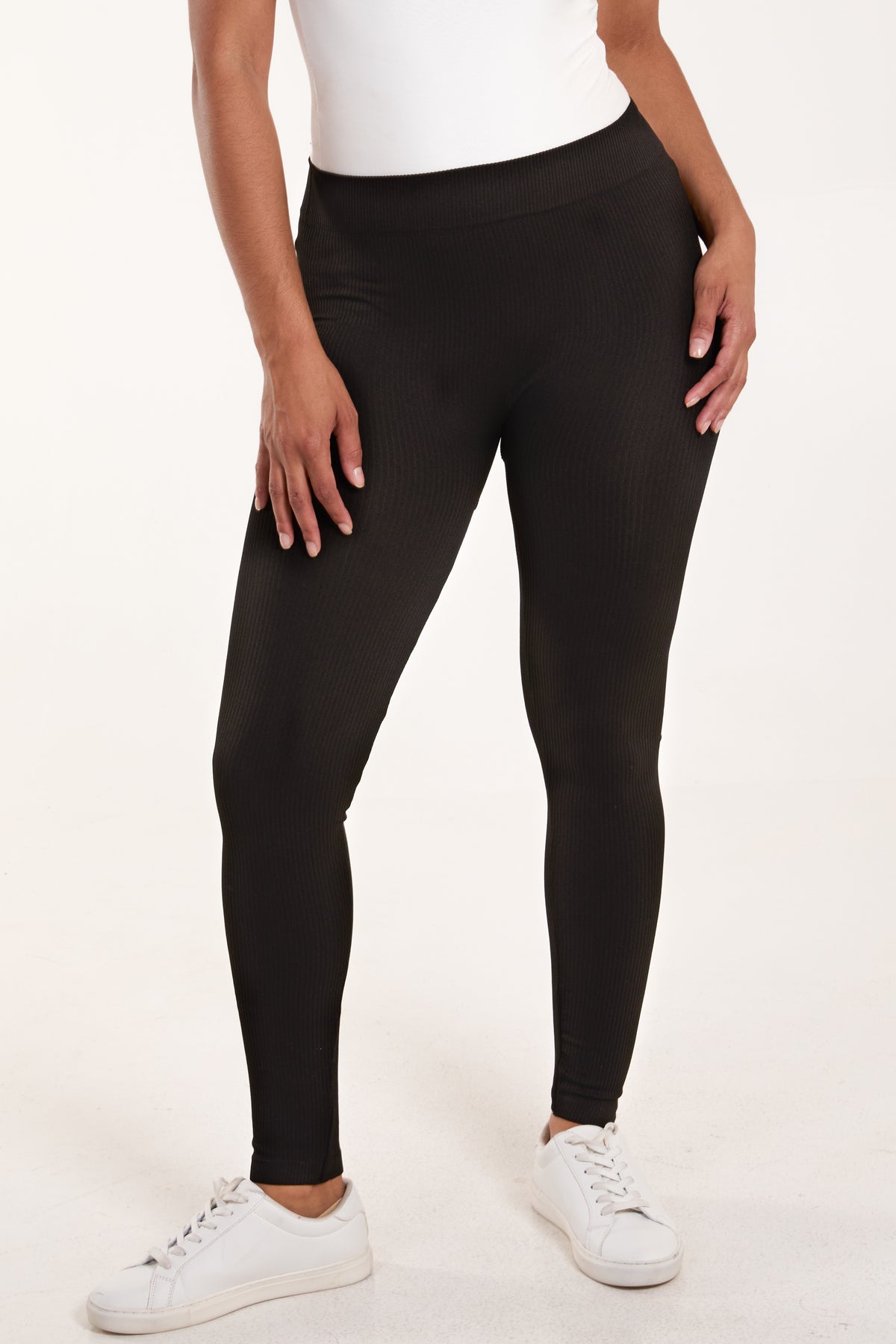 Ribbed Plain Black Legging