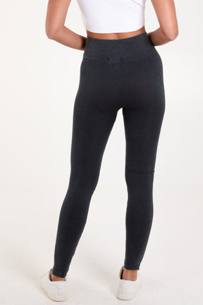 Acid Washed Ribbed Legging