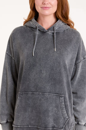 Side Zipper Acid Wash Hoodie