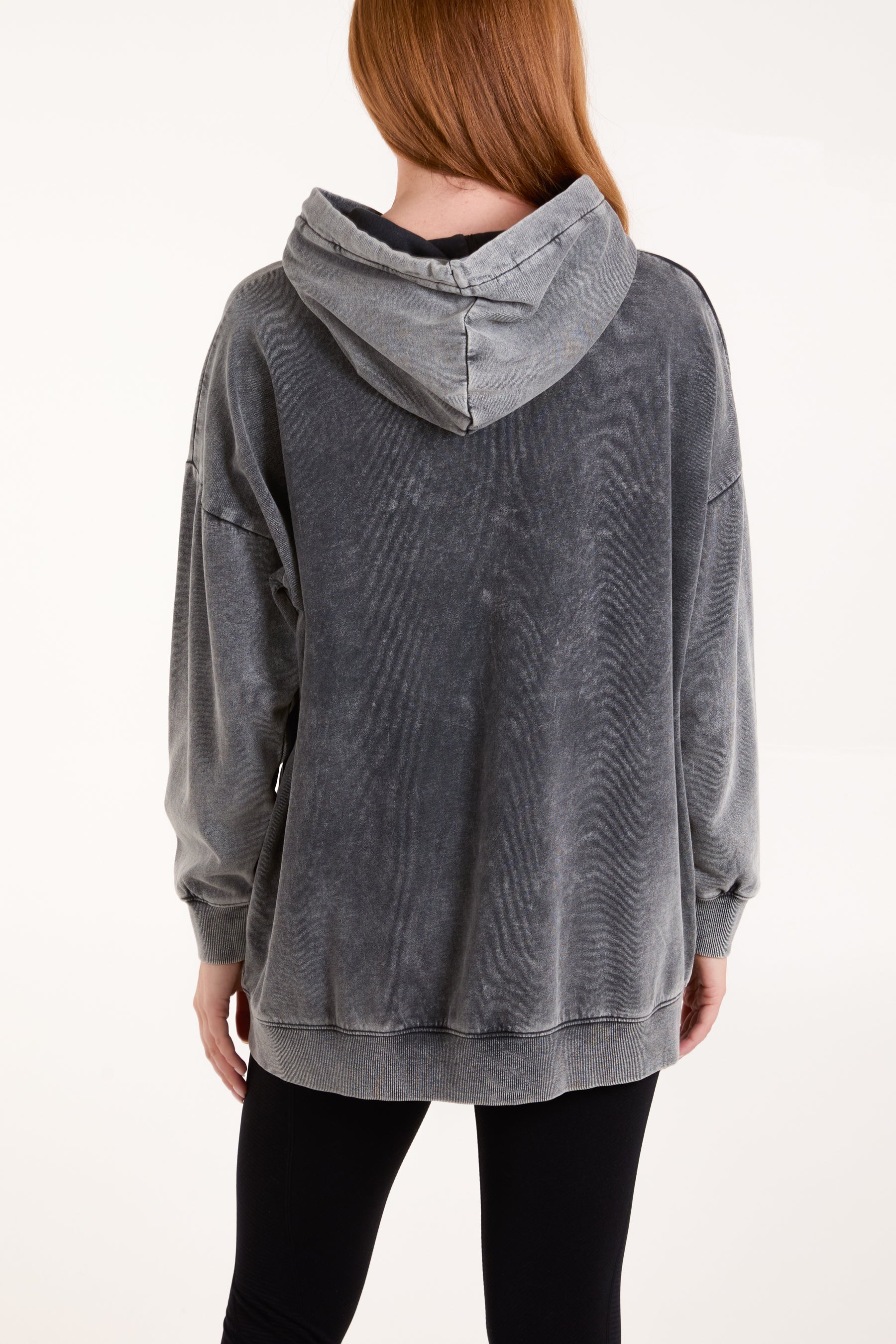 Side Zipper Acid Wash Hoodie