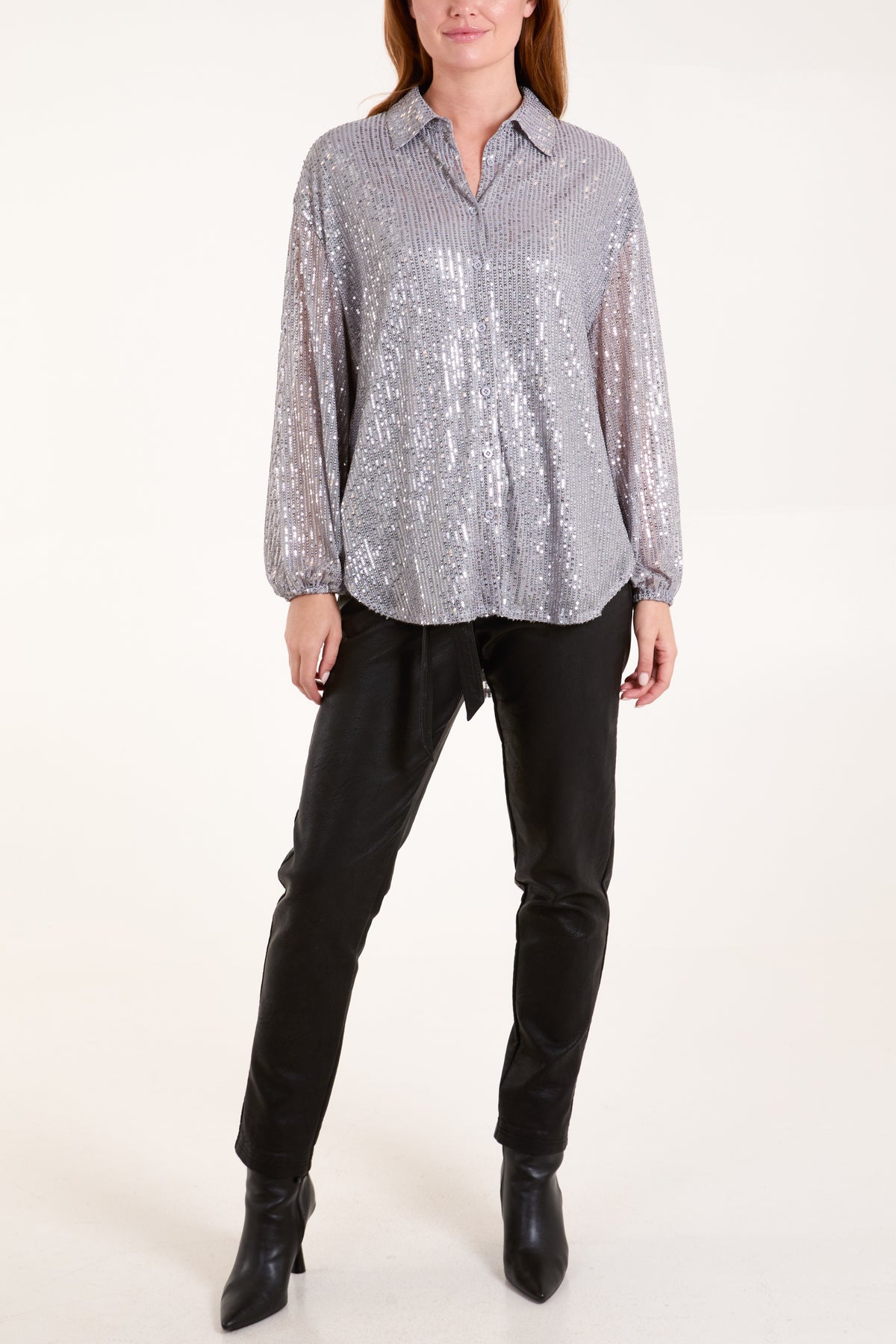 Puff Sleeve Sequin Shirt