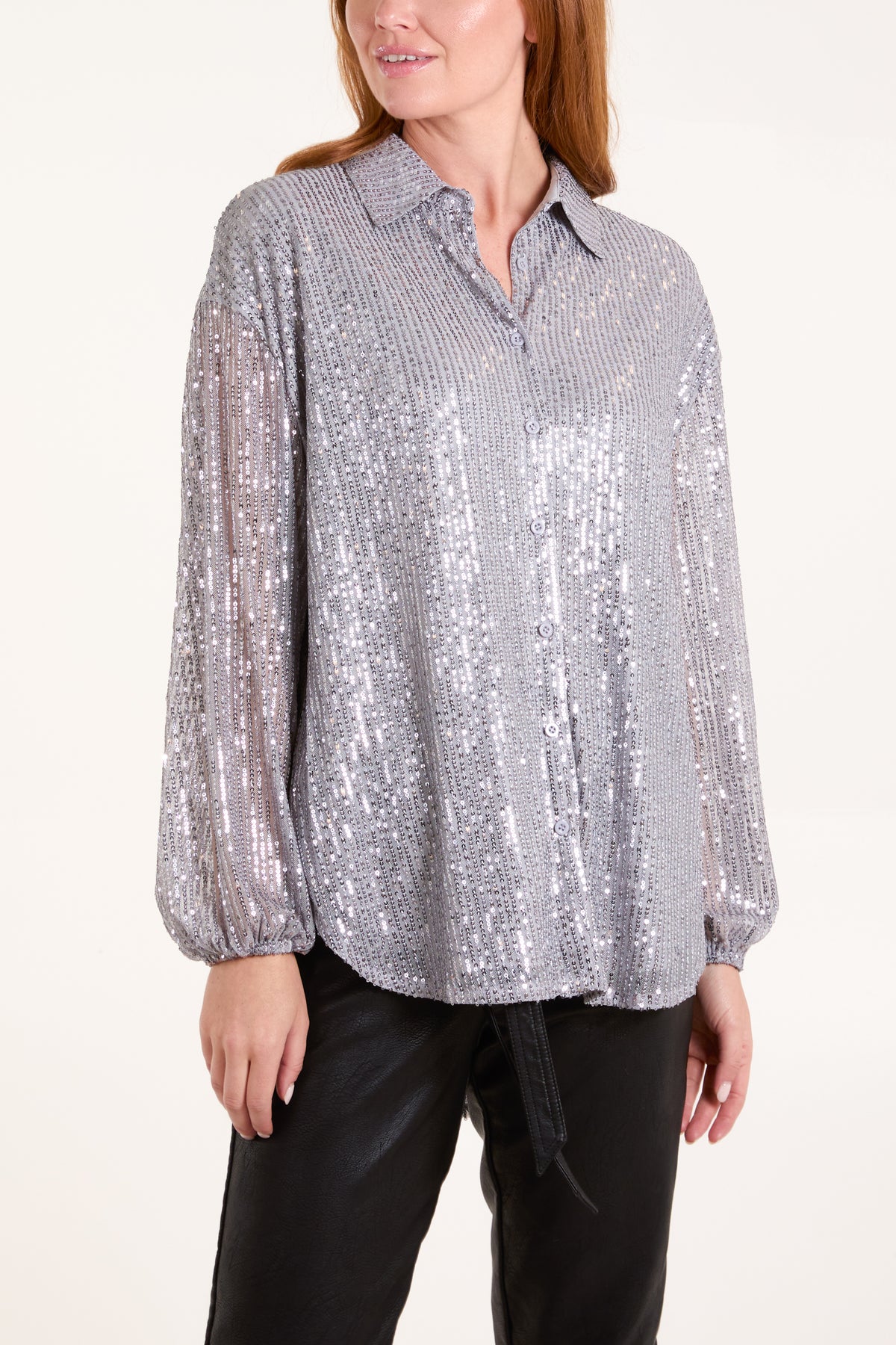 Puff Sleeve Sequin Shirt