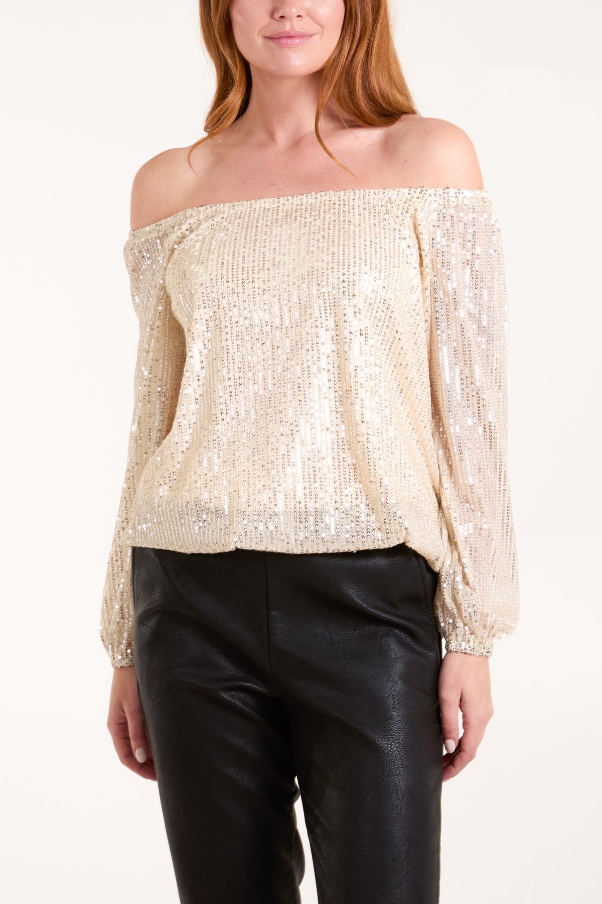 Bardot Puffball Sequin Top