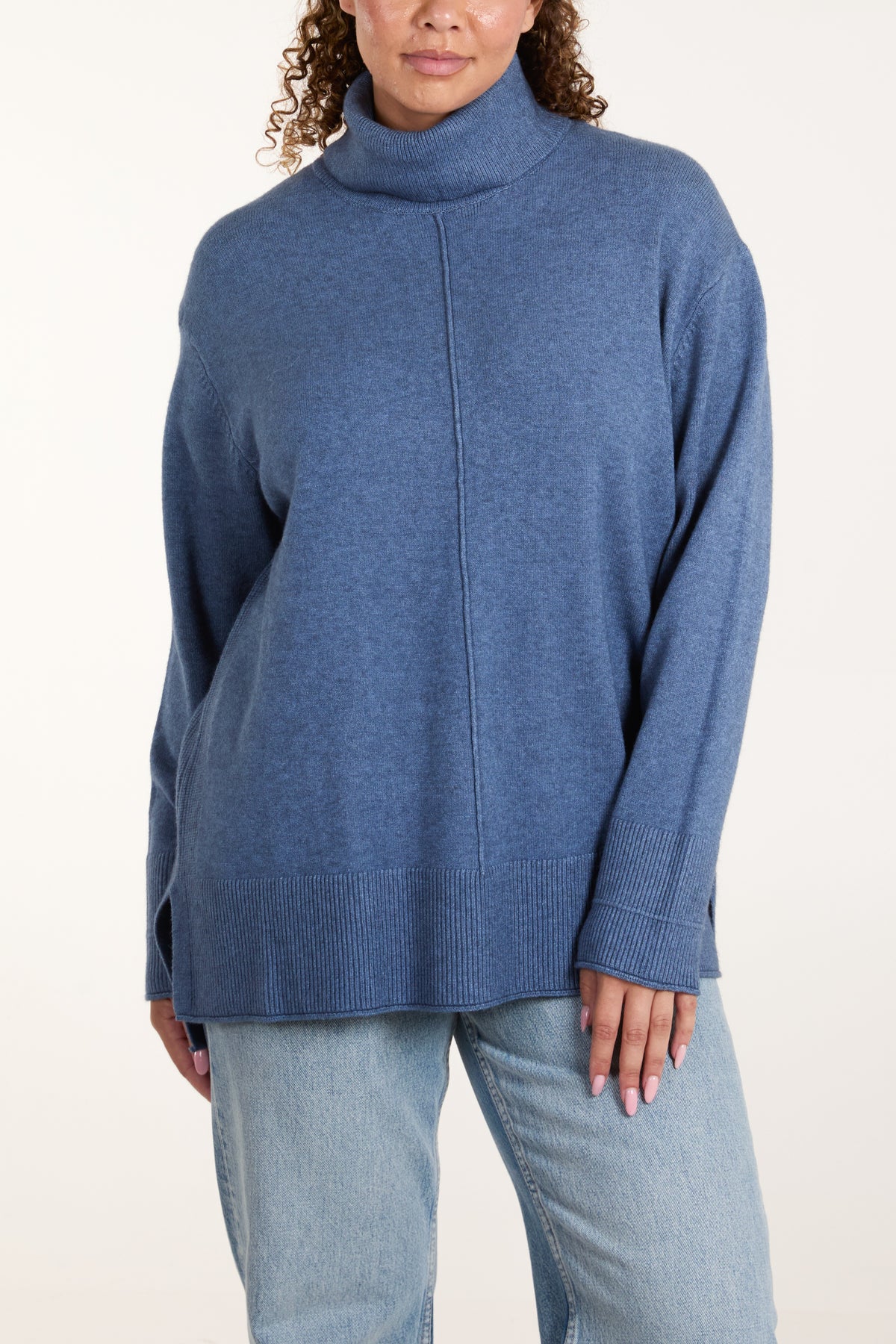 Roll Neck Jumper With Front Seam Detail