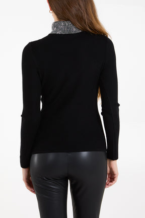 Studded High Neck Rib Jumper