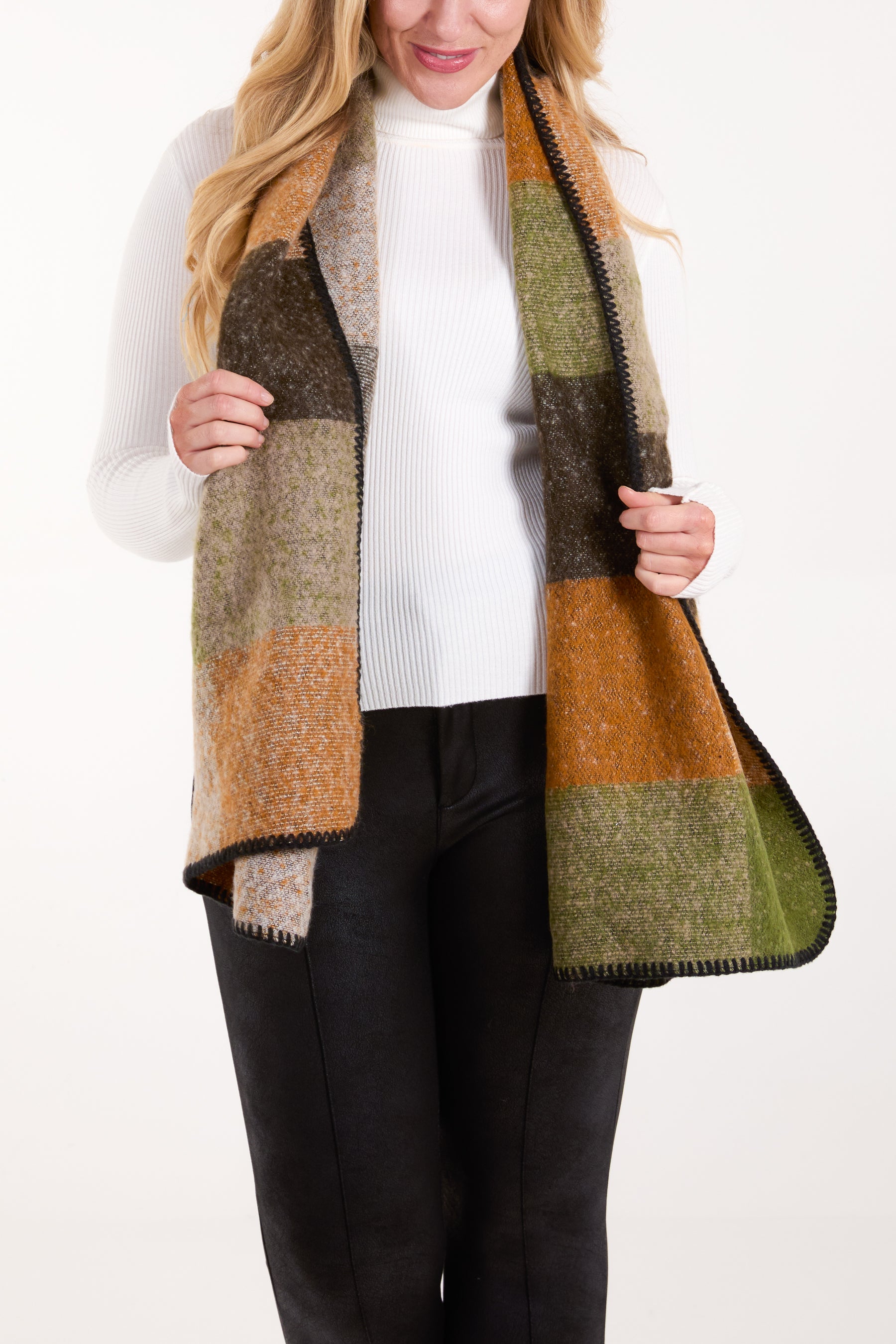 Colour Block Stitch Hem Scarf