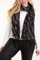 Tiger Print Tassel Scarf