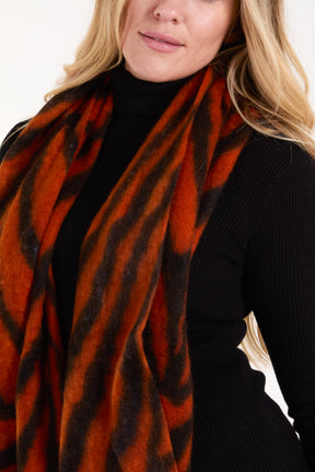 Tiger Print Tassel Scarf