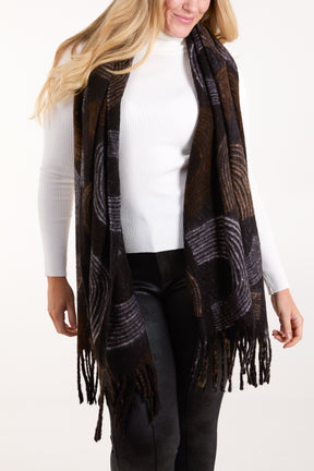 Geometric Print Tassel Scarf